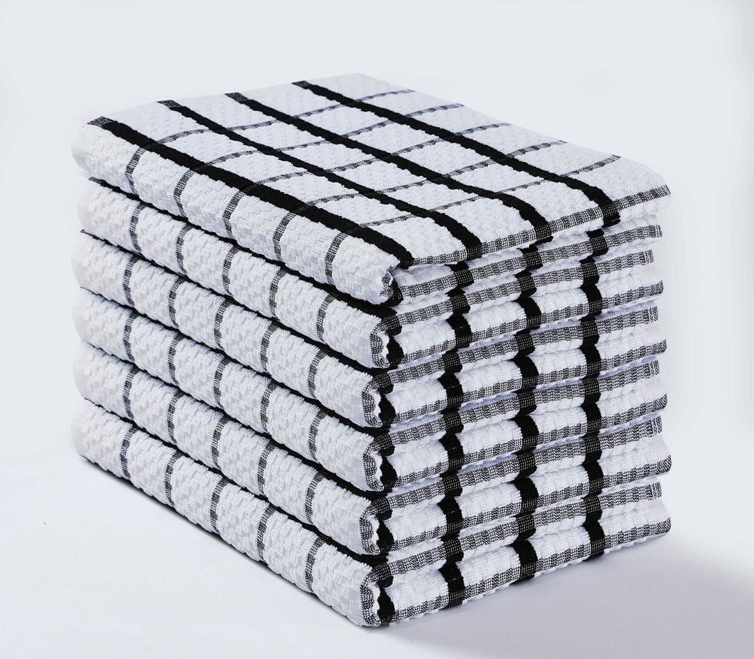 Black Checkered Tea Towels Terry Cotton