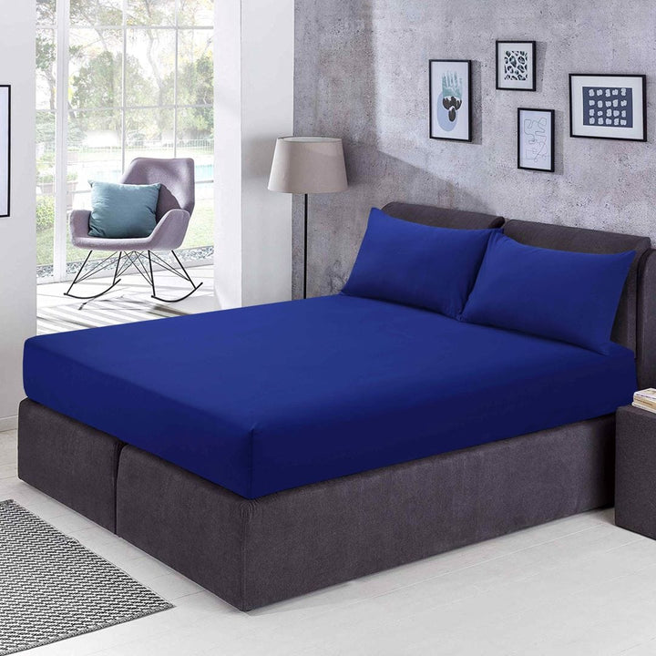 Blue Fitted Sheet Polycotton