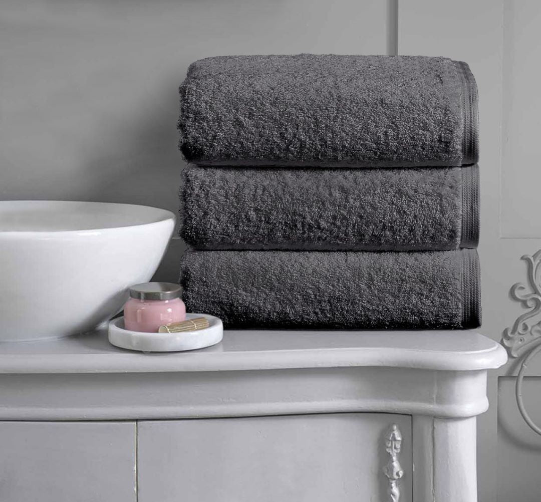 Charcoal Grey Thick Cotton Bath Towels 