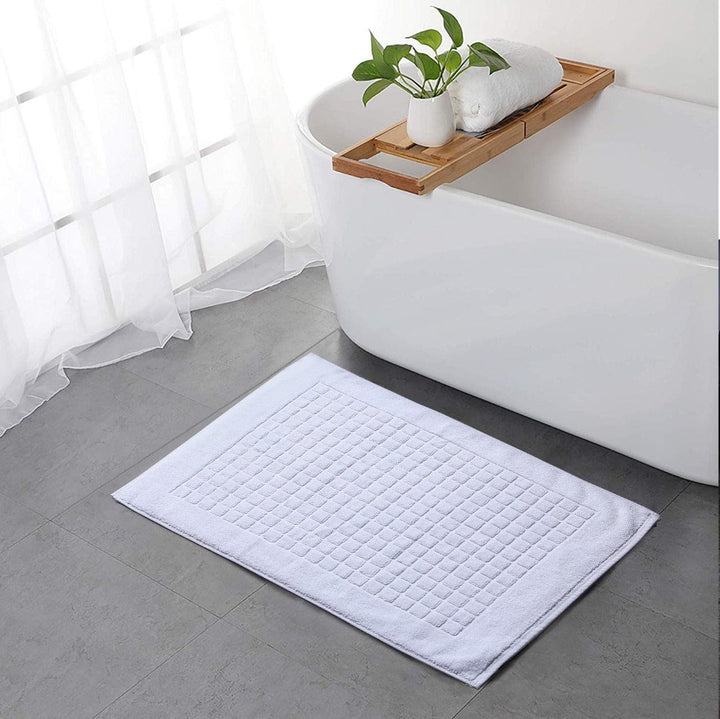 Cotton Absorbent Bath Mat White Marble Design 