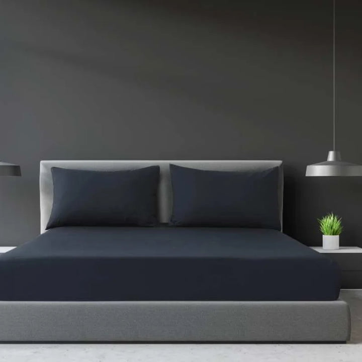 Grey fitted sheets available in Double, Queen, King and Super King sizes.