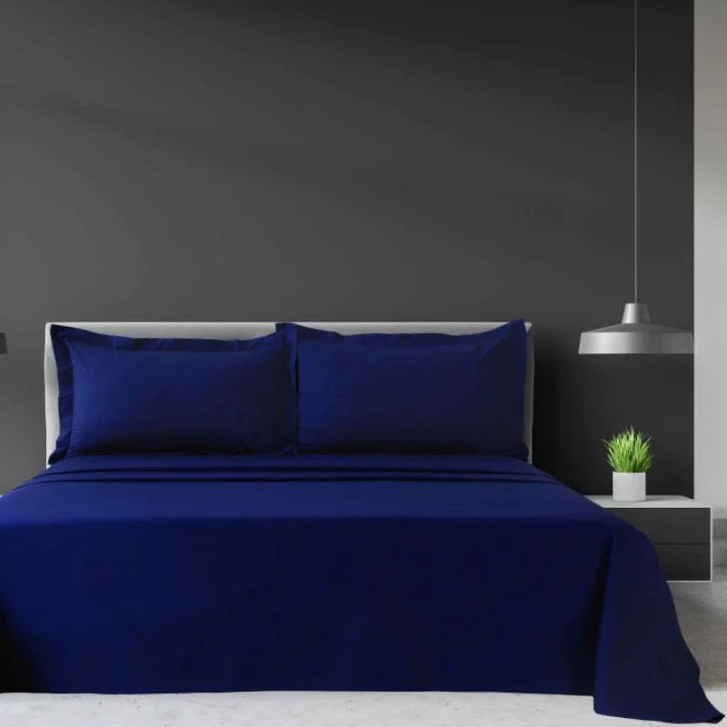 Navy blue sheet set available in Double, Queen, King and Super King sizes