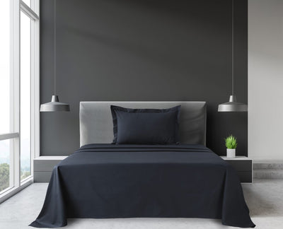 Percale Grey Sheet Set with Pillowcase
