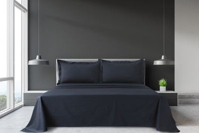 Percale Grey Sheet Set with Pillowcases
