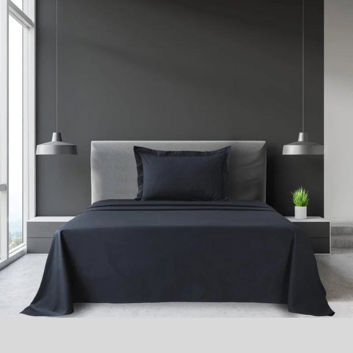 Grey king single bed sheet set with Oxford pillowcases from Linen King NZ