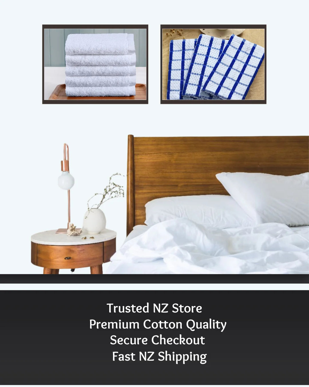 Bedroom scene with Luxury bedding, towels and home linen for comfortable New Zealand living by Linen King