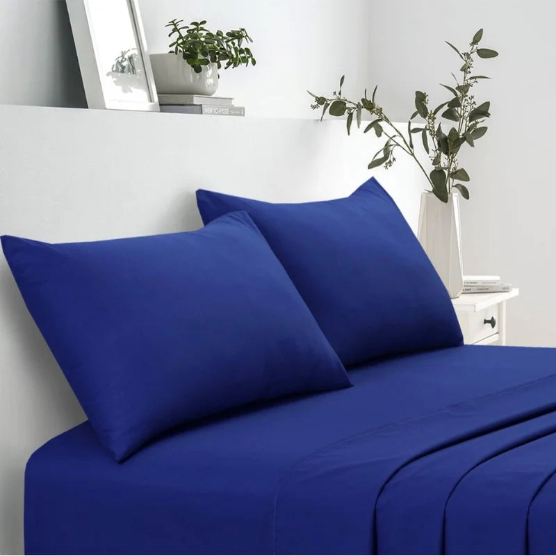 Soft navy blue pillowcase made from durable cotton blend fabric