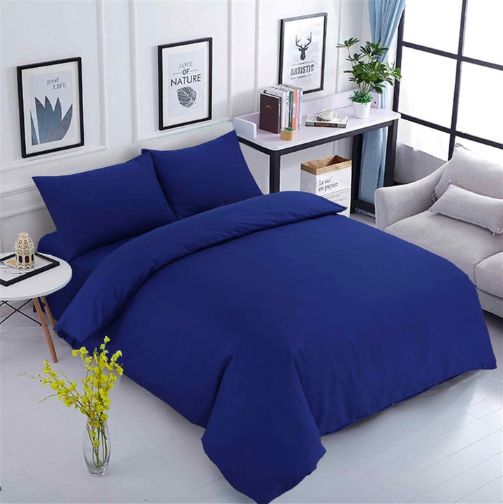 Percale Duvet Cover Set Navy Blue