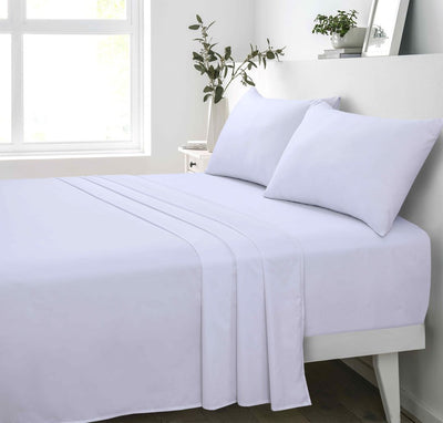 Cotton Flat Sheet, Fitted Sheet & Pillow Cases White