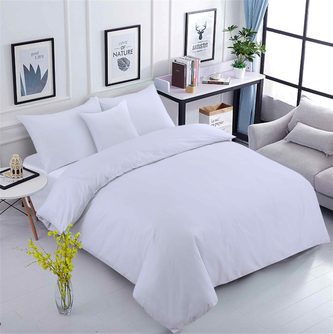 Sateen Cotton Duvet Cover White with pillow cases