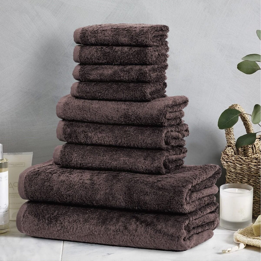 9 Pcs Brown Towels Set